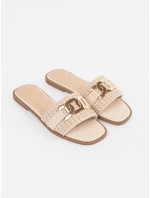 Krásné  nazouváky hnědé dámské na plochém podpatku