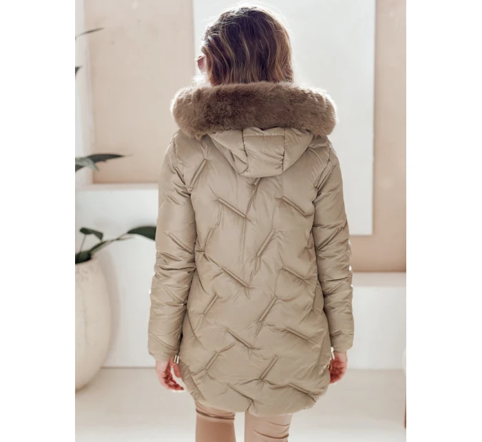 Dámská zimní bunda LOVEINSIDE prošívaná s kožešinou camel FashionStreet TY5051 Dámská zimní bunda LOVEINSIDE prošívaná s kožešinou camel FashionStreet TY5051