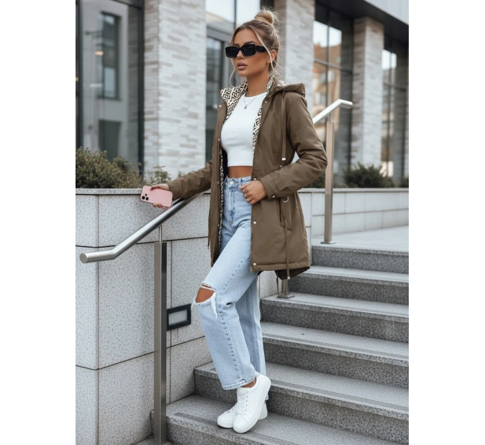 Kurtka parka damska z odpinanym kapturem khaki FashionStreet TY5451