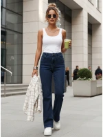 Dámské džíny s vysokým pasem tmavě modré FashionStreet UY2899