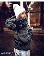 Dámská bunda v chrpové barvě s kapucí model 21242248 - Libland Dámská bunda v chrpové barvě s kapucí model 21242248 - Libland