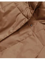 Tmavě béžový dámský zimní kabát s páskem model 21246821 - LHD Tmavě béžový dámský zimní kabát s páskem model 21246821 - LHD