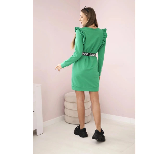 Dámské šaty s volány a páskem zelená Dámské šaty s volány a páskem zelená