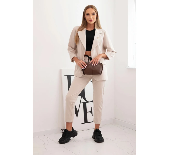 Dámská souprava Punto elegantní sako a kalhoty béžový Dámská souprava Punto elegantní sako a kalhoty béžový