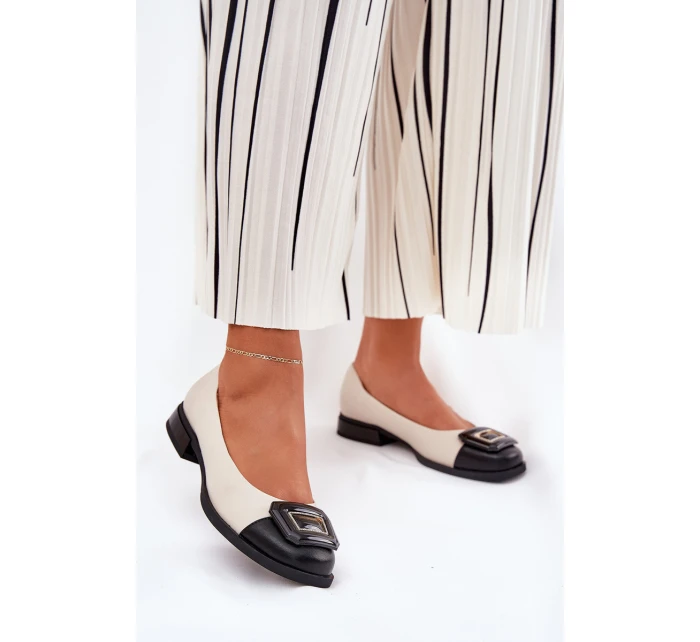 Kožené Baleríny S Dekorací D&A model 21691015 Béžové - S.Barski