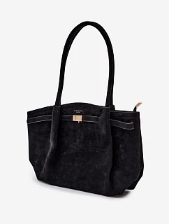 Shopper kabelka z eko semiše Černá model 22111638 - Flora&Co