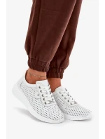 Dámské kožené sportovní boty na platformě Vinceza – bílé Dámské kožené sportovní boty na platformě Vinceza – bílé