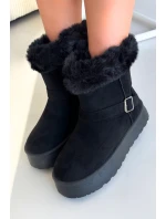 Dámské sněhule na platformě s přezkou a kožíškem Jesella – černé