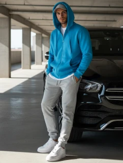 Pánská světle modrá mikina s kapucí FashionStreet BX4689