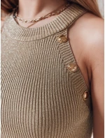 Pruhované midi šaty GLAMMID v tmavě béžové barvě FashionStreet EY2603