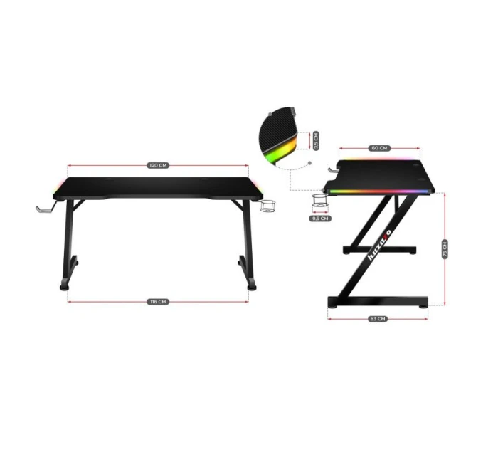 Herní stůl Hero model 21326116 RGB - Huzaro