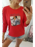 Halenka s model 18744164 potiskem červená - K-Fashion Halenka s model 18744164 potiskem červená - K-Fashion