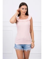 Třpytivá halenka s volánky pudrově růžová Třpytivá halenka s volánky pudrově růžová