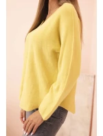 Svetr dámský s viskózou a výstřihem do V žlutý