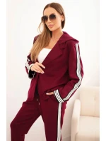 Dámská souprava s viskózou, lampasem a sportovní blůzou švestková