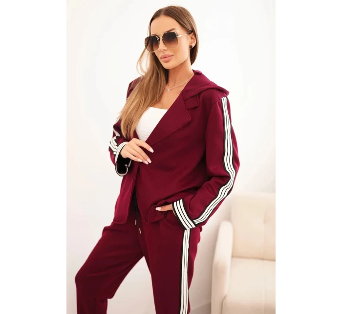 Dámská souprava s viskózou, lampasem a sportovní blůzou švestková