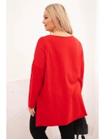 Dámská blůza Plus Size asymetrická s dlouhým rukávem červená Dámská blůza Plus Size asymetrická s dlouhým rukávem červená