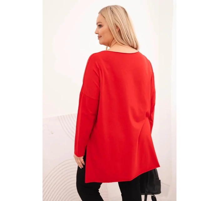 Dámská blůza Plus Size asymetrická s dlouhým rukávem červená Dámská blůza Plus Size asymetrická s dlouhým rukávem červená