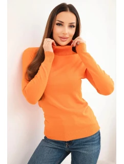 Dámský svetr z viskózy s rolákem a dlouhým rukávem oranžový