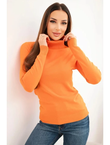 Dámský svetr z viskózy s rolákem a dlouhým rukávem oranžový