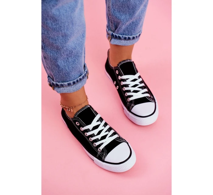 Dámské Klasické Tenisky Černé S Bílou Podešví Omerta Dámské Klasické Tenisky Černé S Bílou Podešví Omerta