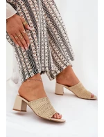 Dámské Pantofle S Pletením Na Podpatku Béžové model 21689418 - Boto Dámské Pantofle S Pletením Na Podpatku Béžové model 21689418 - Boto