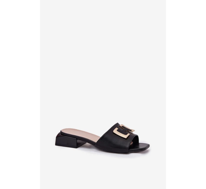 Elegantní Dámské Sandály Na Klínku Se Zlatým  Černé model 21697734 - VINCEZA