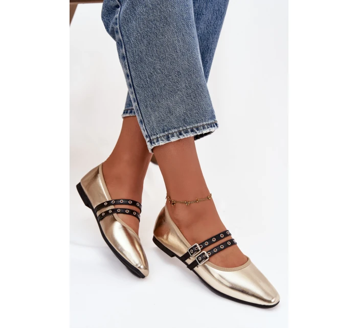 Dámské baleríny s zlatými pásky model 21744625 - Boto