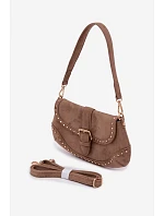 Eko semišová kabelka s cvočky tmavě béžová model 22111542 - Flora&Co