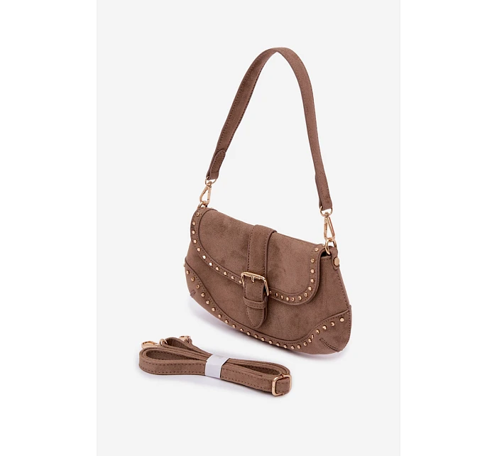 Eko semišová kabelka s cvočky tmavě béžová model 22111542 - Flora&Co