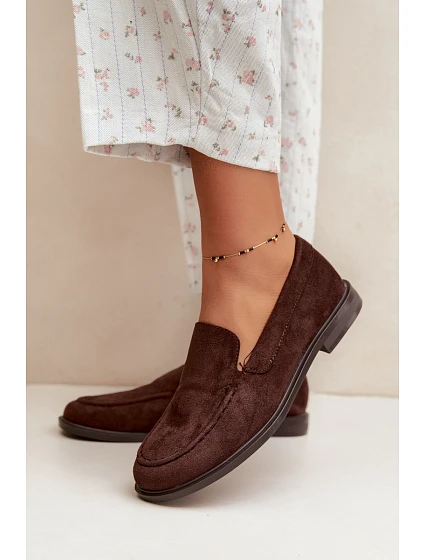 Dámské mokasíny Loafersy z eko semiše čokoládové Laisie Dámské mokasíny Loafersy z eko semiše čokoládové Laisie