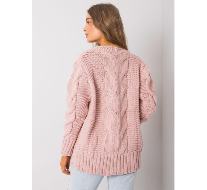 Zaprášený růžový svetr na knoflíky od Louissine RUE PARIS