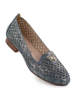 Dámská prolamovaná obuv na nízkém podpatku modrá M.Daszynski SA222-3