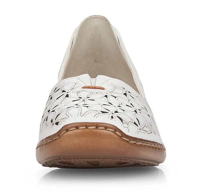 Rieker W RKR442B bílá ažurová kožená polobotka