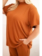 Dámský komplet Plus Size model 21399806 camelový - K-Fashion
