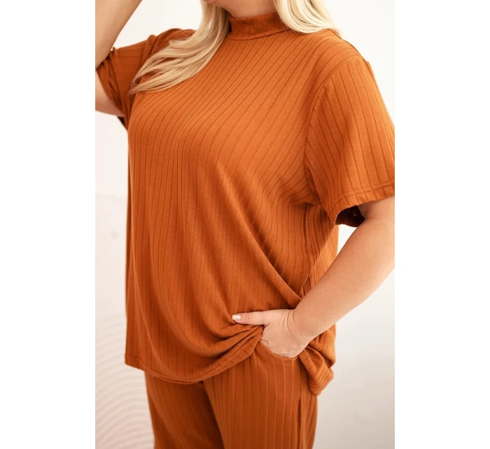 Dámský komplet Plus Size model 21399806 camelový - K-Fashion