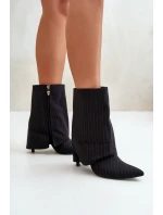 Dámské boty na podpatku se svrškem a  černé model 21670413 - Boto