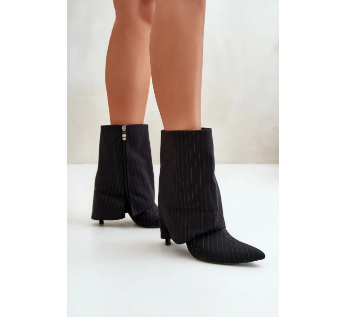 Dámské boty na podpatku se svrškem a  černé model 21670413 - Boto