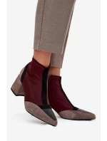 Dámské kotníkové boty na masivním podpatku na zip bordó Delvane