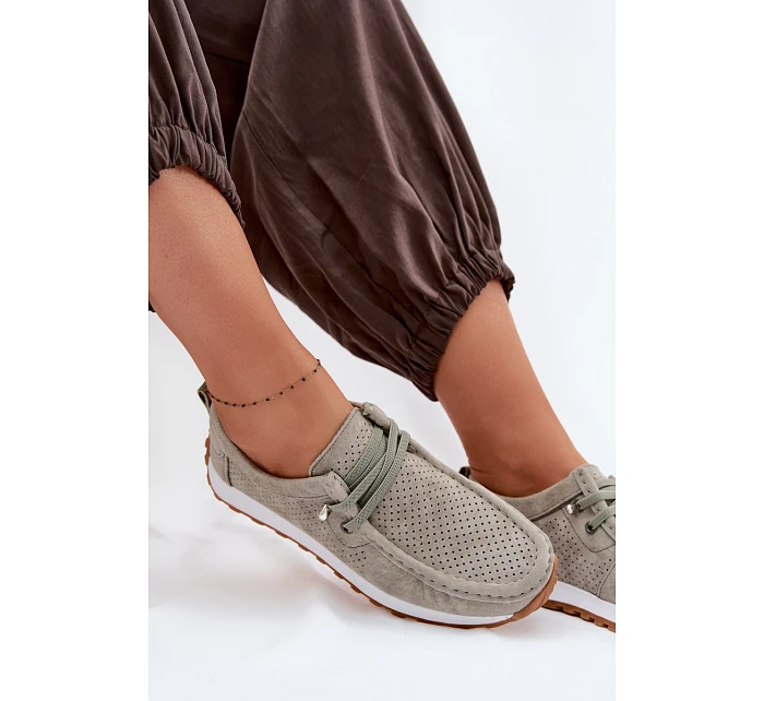 Dámské polobotky z přírodního semiše Zelená model 22091770 - EVENTO