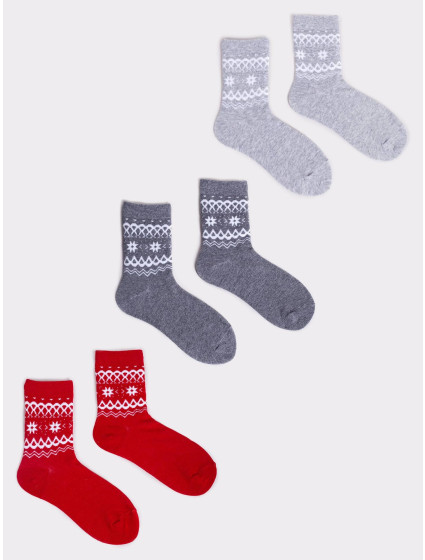 Vánoční ponožky 3pack model 19317947 Vícebarevné - Yoclub