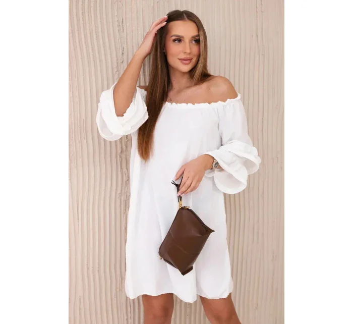 Španělské šaty s volánky 8002 ecru - Kesi