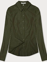 Dámská stříbrná pruhovaná khaki košile (AWT0111)