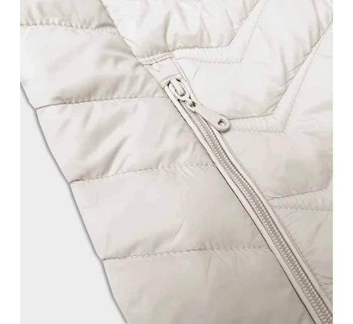 Dámská prošívaná bunda v barvě ecru s kapucí model 21001836 - J.STYLE