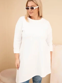 Dámské šaty Plus Size z viskózy s volným střihem a dlouhým rukávem ecru