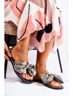 Dámské gumové pantofle s mašličkou Černá a šedá Meriden Dámské gumové pantofle s mašličkou Černá a šedá Meriden