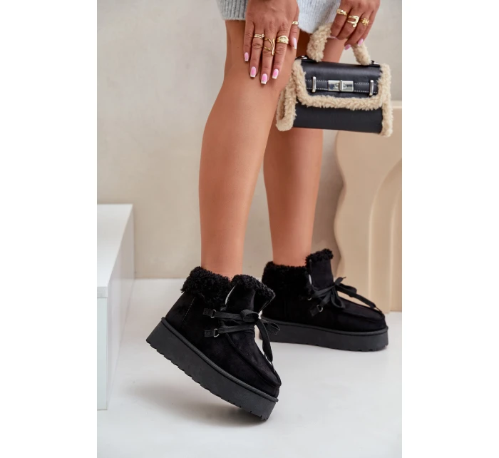 Dámské zavazovací sněžky s hrubou podrážkou černé Loso Dámské zavazovací sněžky s hrubou podrážkou černé Loso