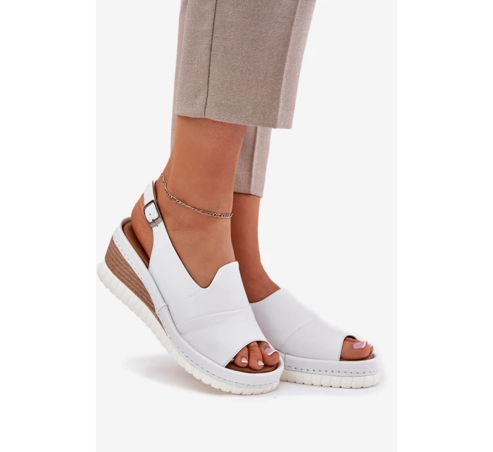 Dámské Kožené Sandály Na Klínu Artiker Bílé 56C0918