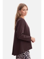 B304 Pletený svetr s výstřihem do V - tmavá čokoláda