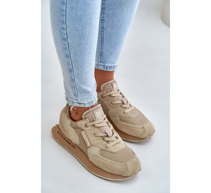Kožené Dámské Tenisky Big Star Hi-Poly System Béžové Kožené Dámské Tenisky Big Star Hi-Poly System Béžové